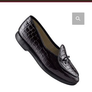 Croco Midinette by Belgian Shoes, Burgundy